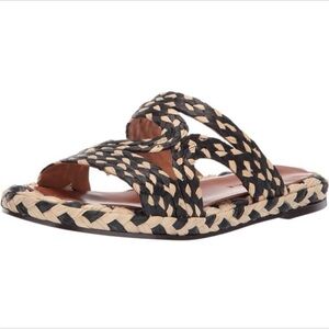 Robert Clergerie Aura Raffia Sandal Braided Cream Black 39.5 8.5 9